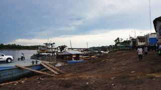 Ending point of "bimodal" IIRSA Norte highway at the Port of Yurimaguas on a major tributary of the Amazon River. By Ashley Scott Kelly, 2012.