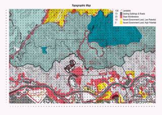 Game participants consider landscape character, vegetation and species richness, land cover, zoning, land vacancy, and features such as landslide risk and slope maintenance.