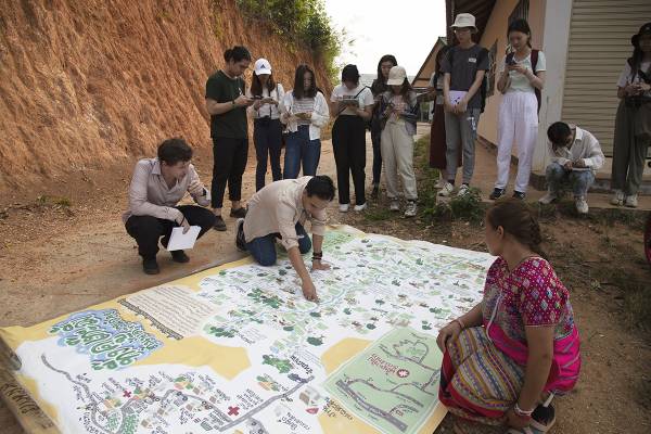 Community mapping discussion with Omkoi Women’s Group, Chiang Mai province, Thailand. By Sandra Saw Yu Nwe, 2023.